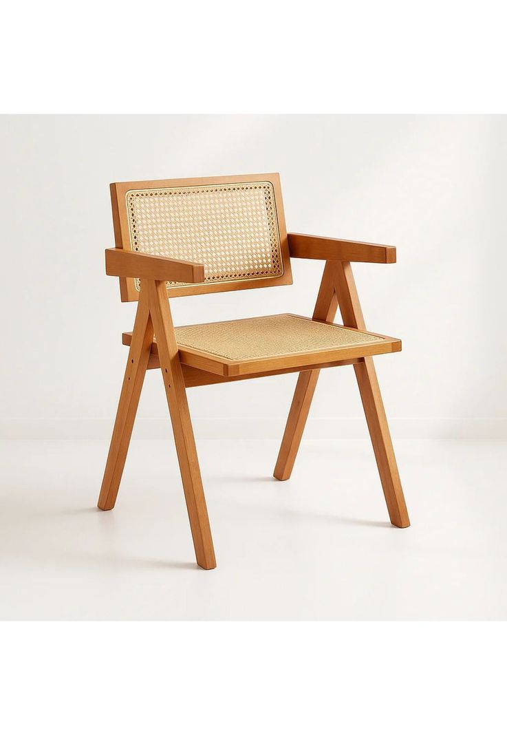 Silla Sitial Butaca Chandigarh Madera Rattan Natural-0