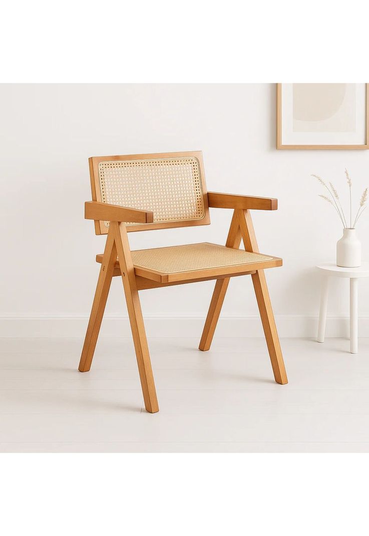 Silla Sitial Butaca Chandigarh Madera Rattan Natural-1