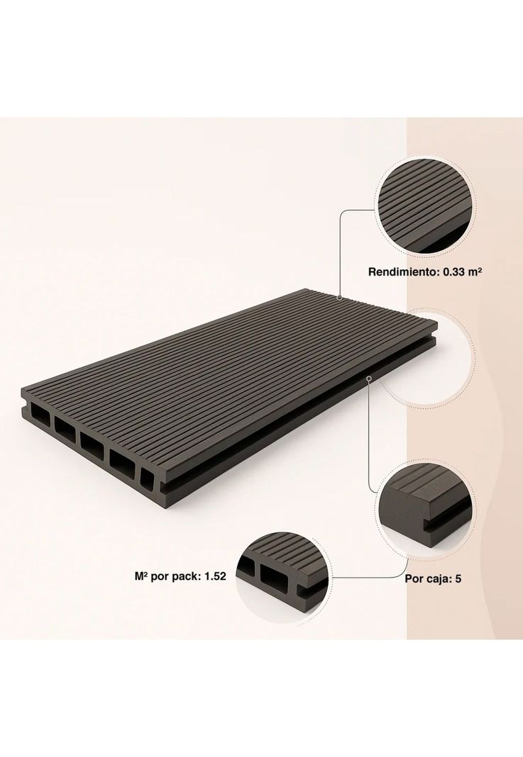 Pack de 5 muros separadores divisores WPC madera clara-4