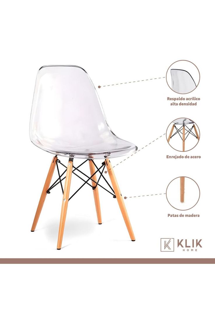 Silla Eames Acrílico Ultraresistente Transparente-2
