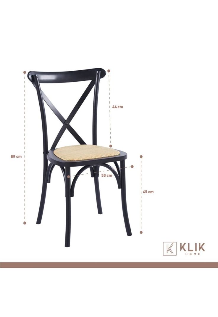 Pack de 4 Sillas Crossback Madera Rattan Negras-3