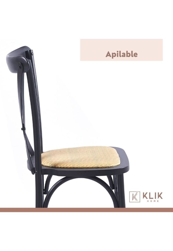 Pack de 4 Sillas Crossback Madera Rattan Negras-6