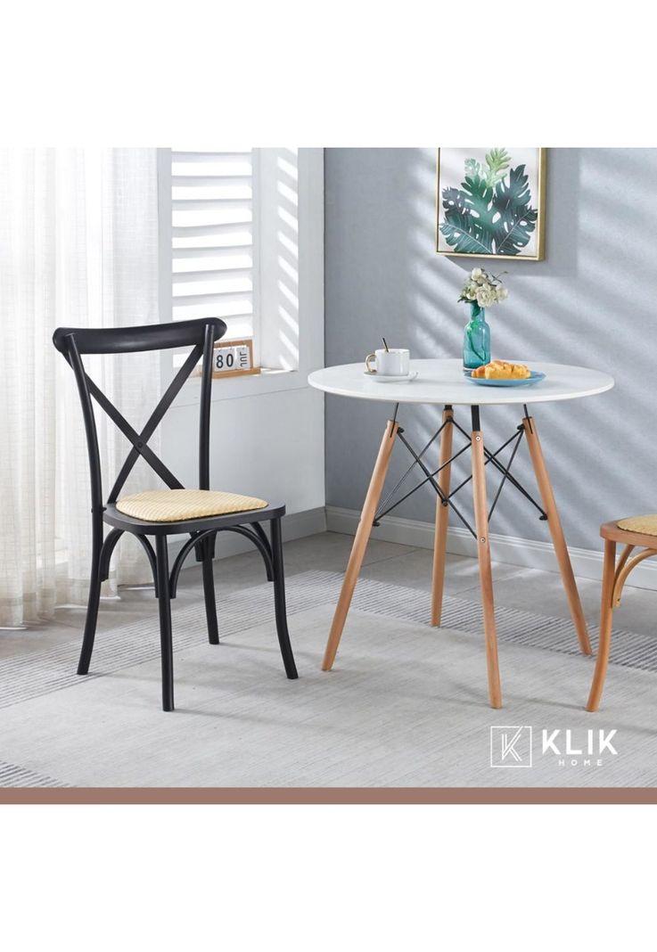 Pack de 4 Sillas Crossback Madera Rattan Negras-7