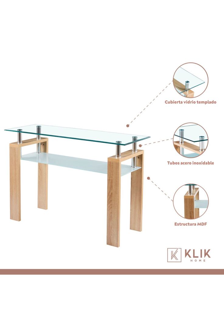 Mesa de arrimo Rectangular de vidrio-2