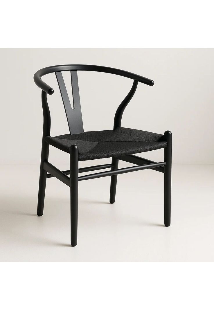 Silla Wishbone Madera Negra y Asiento Negro-0