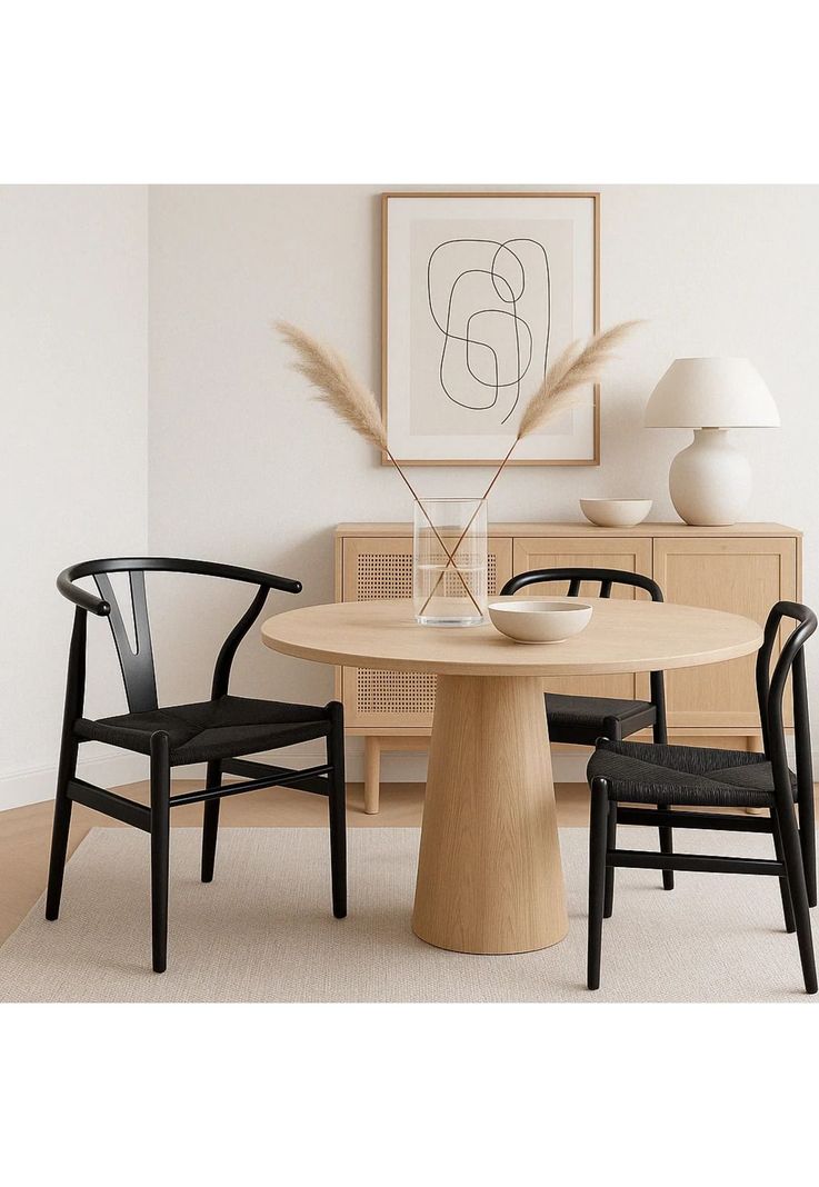 Silla Wishbone Madera Negra y Asiento Negro-2