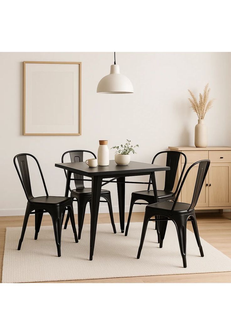 Mesa Tolix de Acero 80x80cm para Bar o Terraza o Restaurant - Negra-2