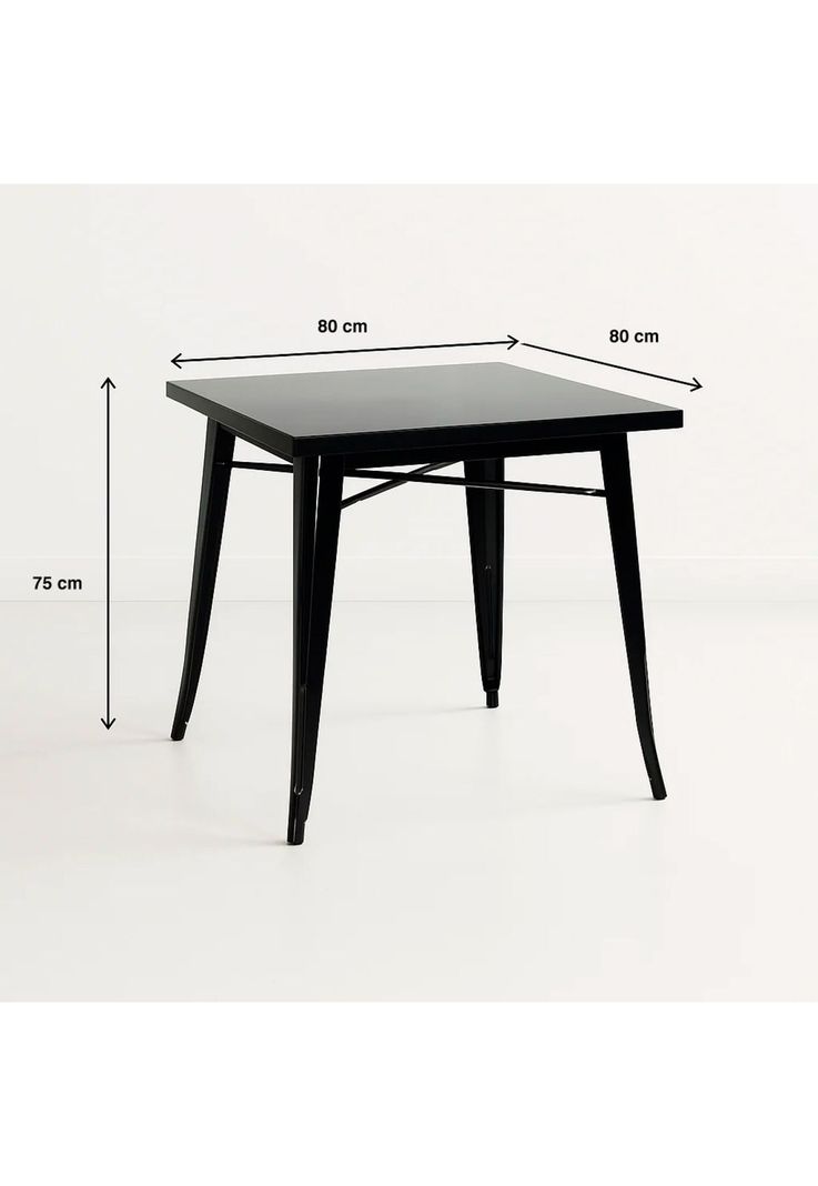 Mesa Tolix de Acero 80x80cm para Bar o Terraza o Restaurant - Negra-3