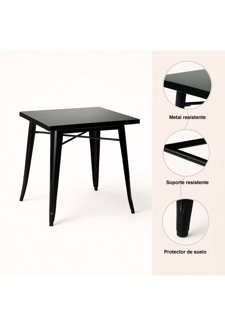Mesa Tolix de Acero 80x80cm para Bar o Terraza o Restaurant - Negra-4