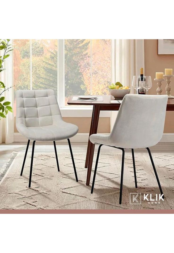 Mesa de comedor redonda de vidrio Cross 120cm + 5 Silla Macron Terciopelo - Beige-7