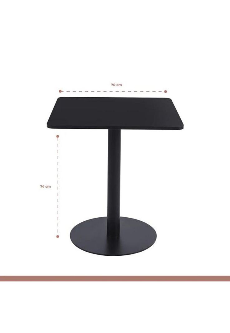 Mesa restaurant 70x70 Tubo Metal cubierta MDF + 4 Sillas Tolix - Negra-4
