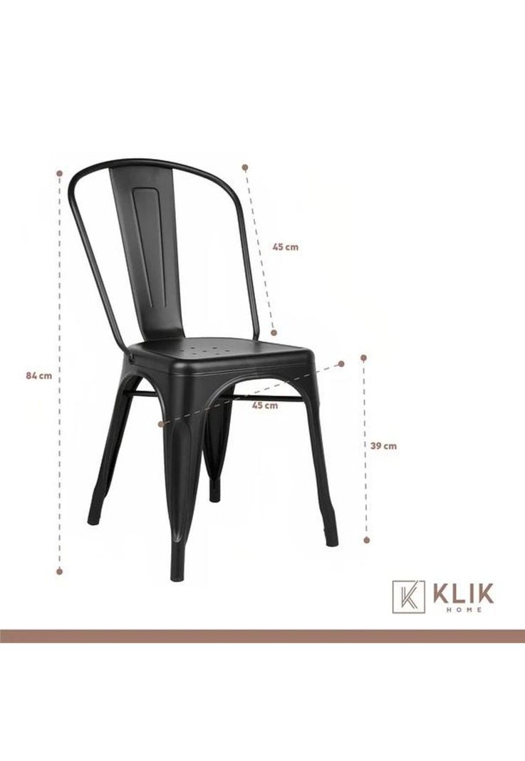 Mesa restaurant 70x70 Tubo Metal cubierta MDF + 4 Sillas Tolix - Negra-5