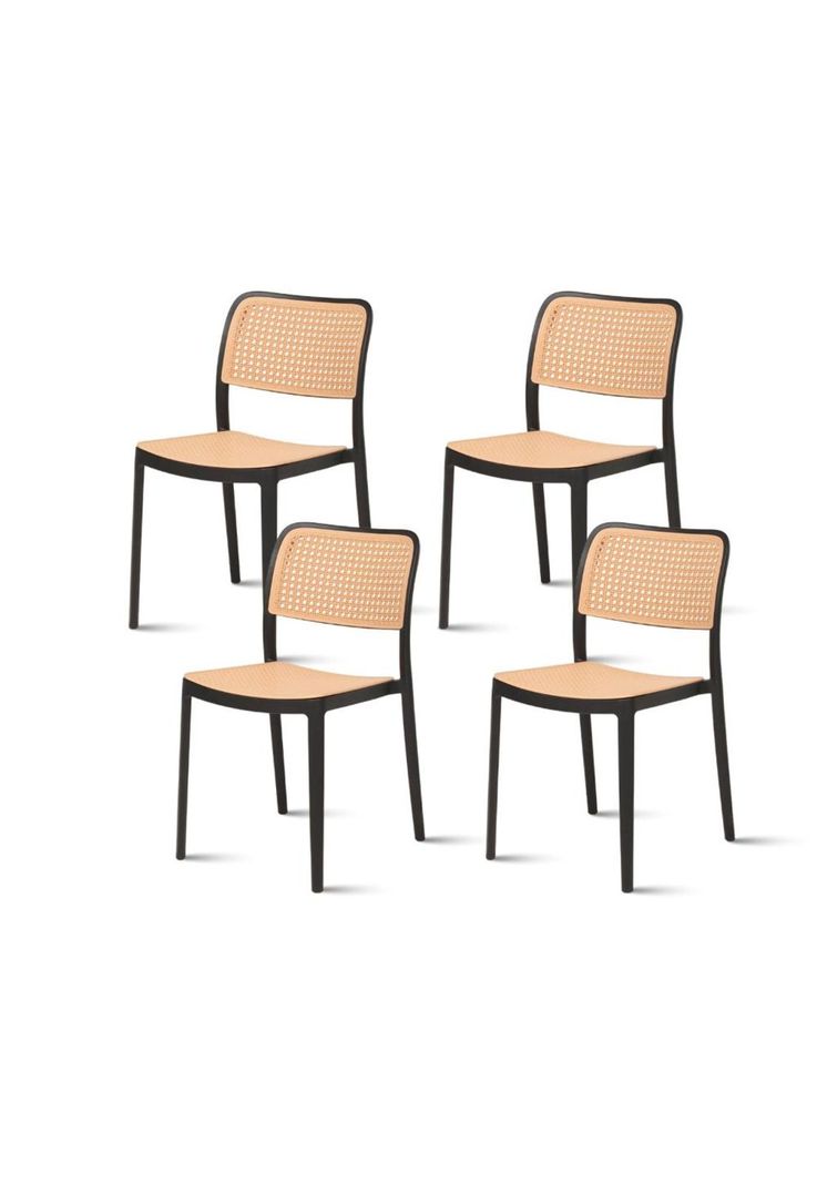 Pack de 4 Sillas de Terraza Enrejadas - Negras Negro