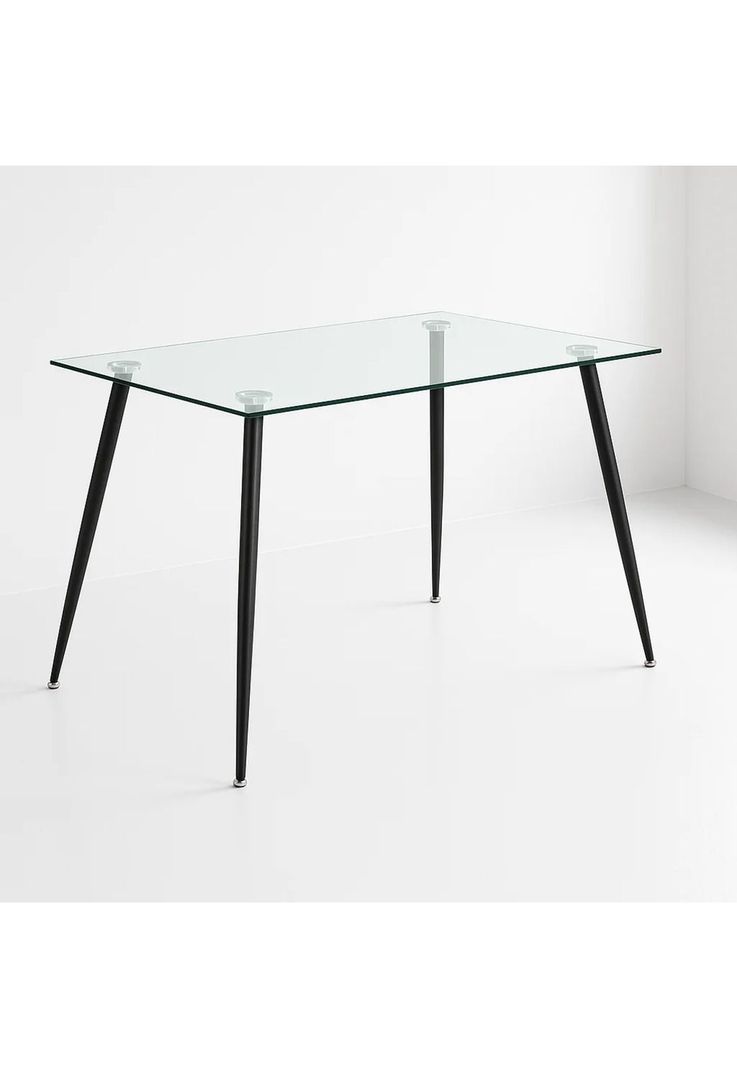 Mesa de Comedor Vidrio Rectangular 120x70 - Patas Oscuras-0