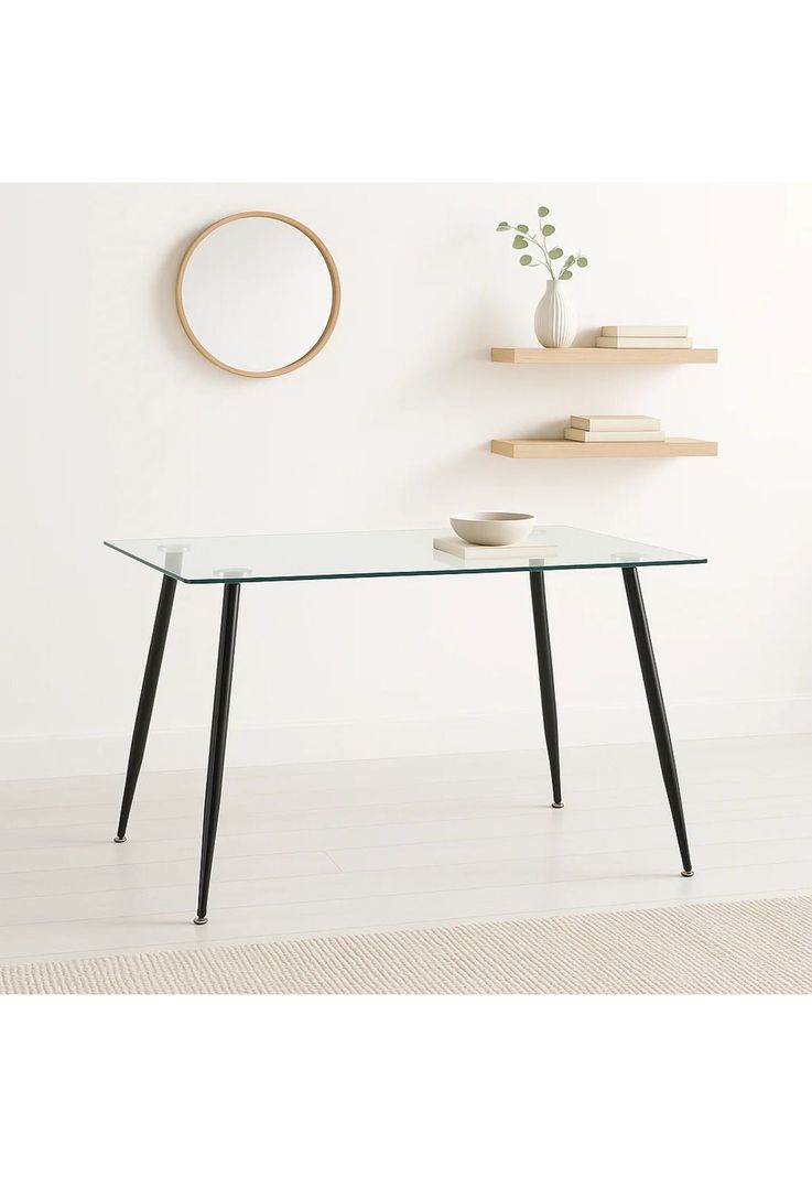 Mesa de Comedor Vidrio Rectangular 120x70 - Patas Oscuras-1