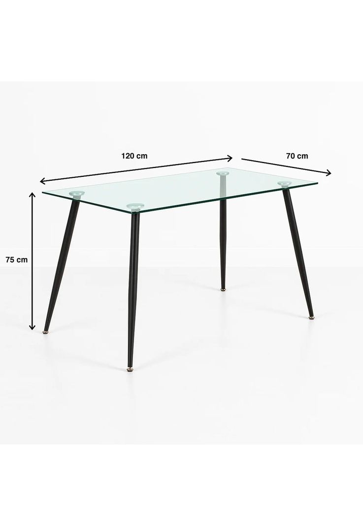 Mesa de Comedor Vidrio Rectangular 120x70 - Patas Oscuras-3