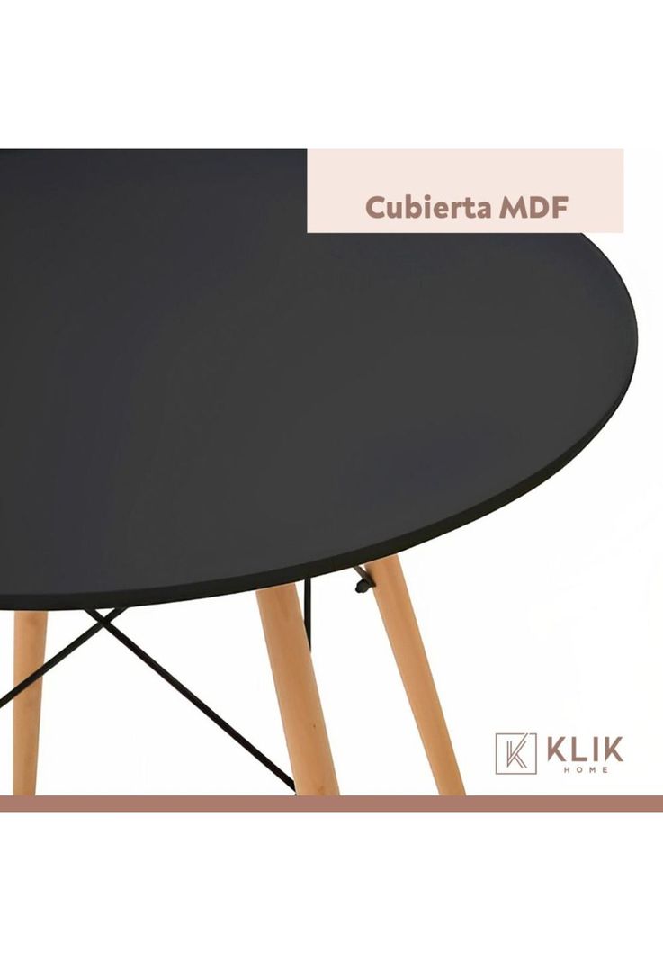 Comedor Mesa Redonda Negra 80cm + 4 Sillas Europa Negras-7