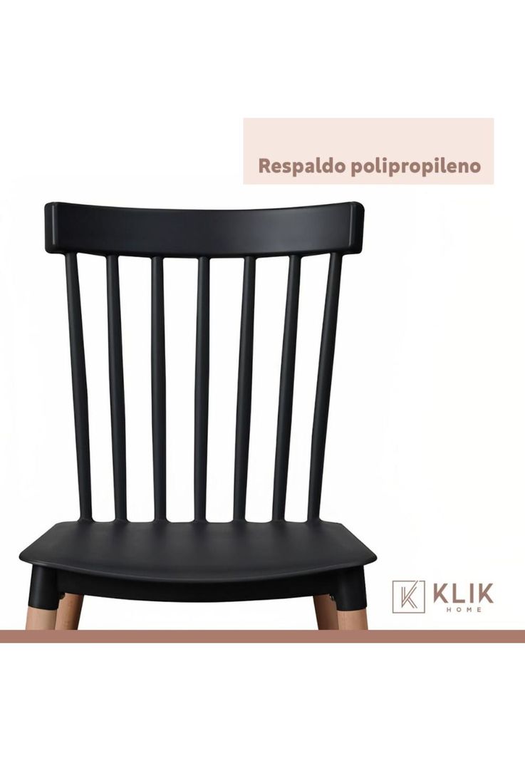 Comedor Mesa Redonda Negra 80cm + 4 Sillas Windsor Negras-6
