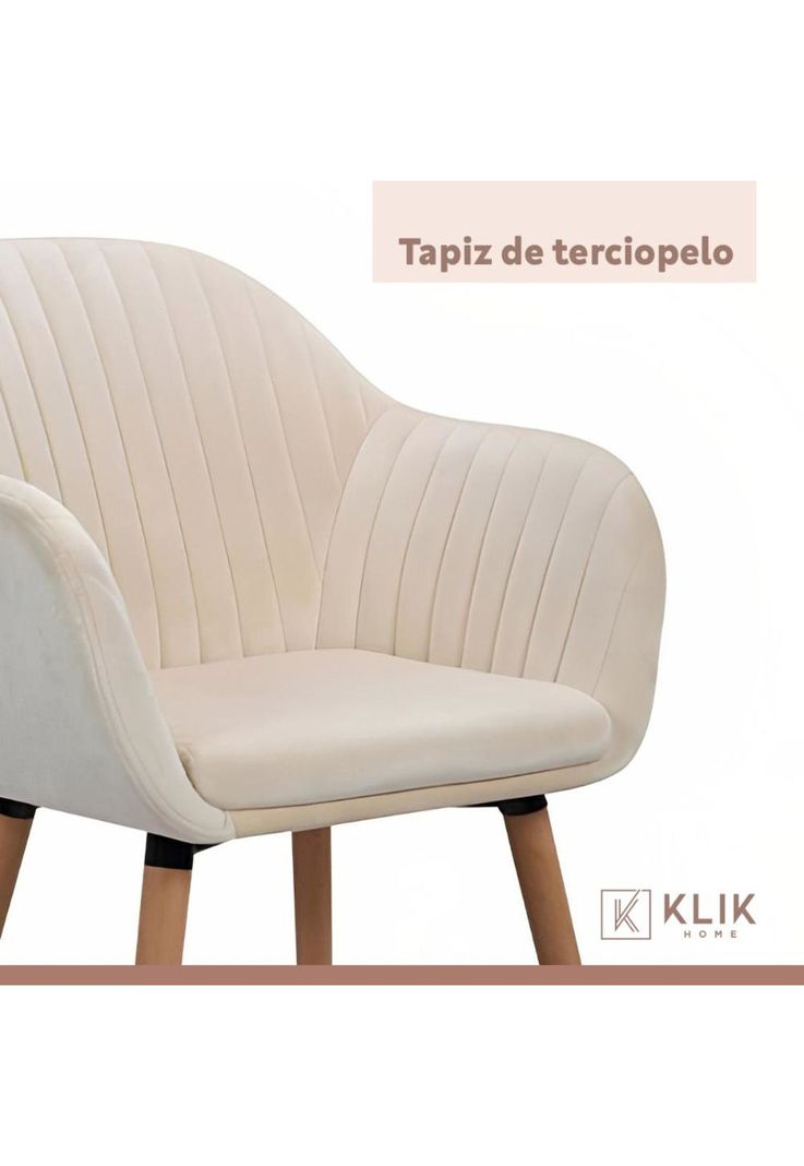 Butaca Sitial Poltrona Diamante Terciopelo Acolchado - Beige-4