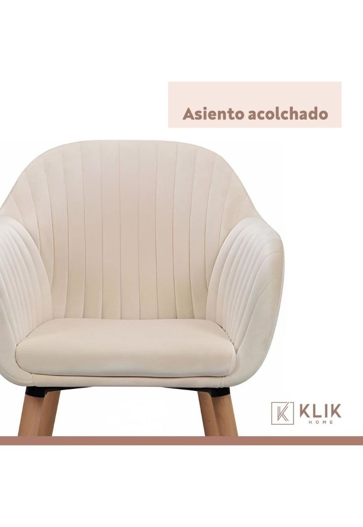 Butaca Sitial Poltrona Diamante Terciopelo Acolchado - Beige-5