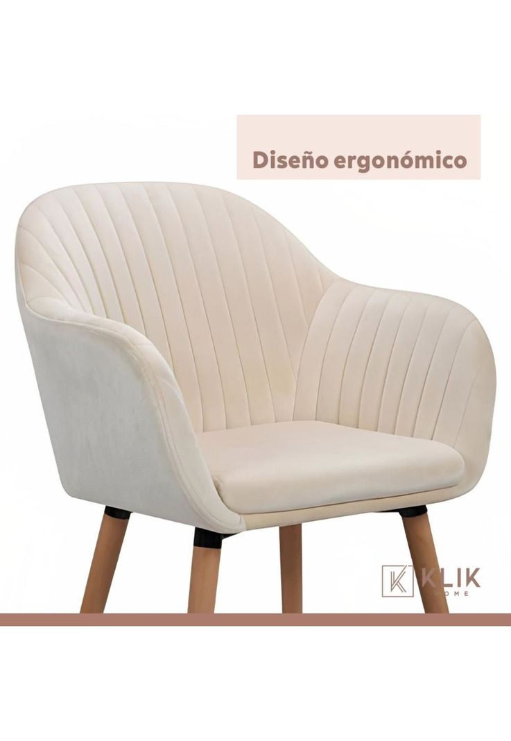 Butaca Sitial Poltrona Diamante Terciopelo Acolchado - Beige-6