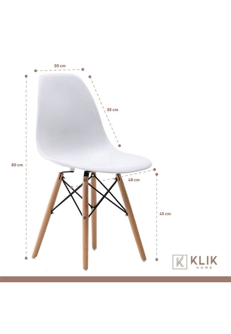 Comedor Mesa de Vidrio Rectangular 120x80 + 6 Sillas Eames Blancas-5