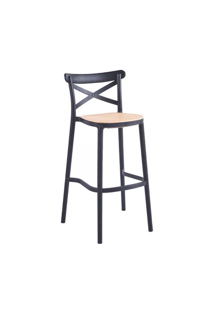 Taburete Crossback Danubio Piso de Bar o Terraza Exterior - Negro-0