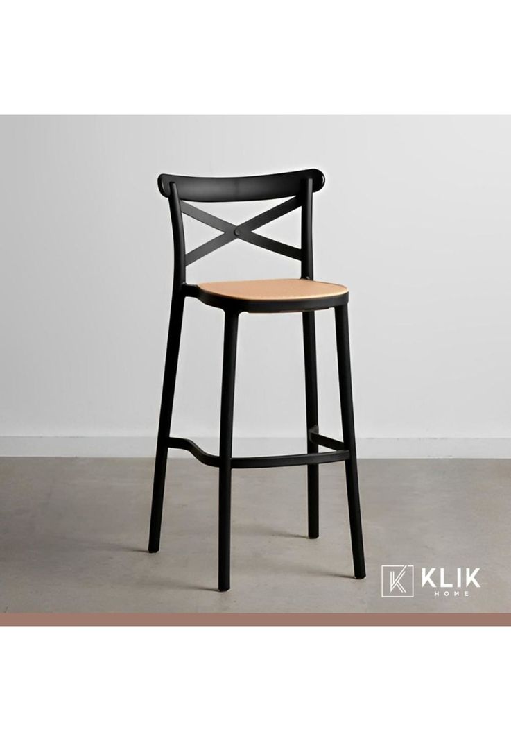 Taburete Crossback Danubio Piso de Bar o Terraza Exterior - Negro-2