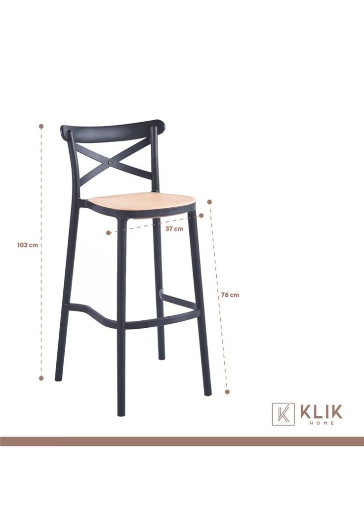 Taburete Crossback Danubio Piso de Bar o Terraza Exterior - Negro-4