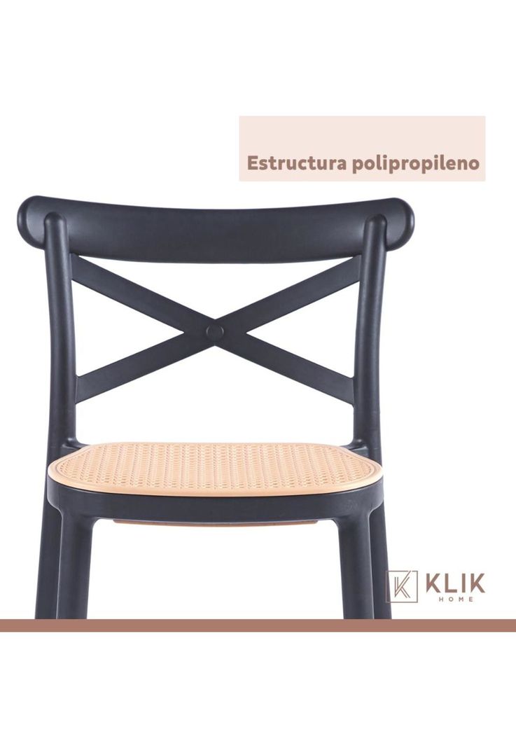 Taburete Crossback Danubio Piso de Bar o Terraza Exterior - Negro-5