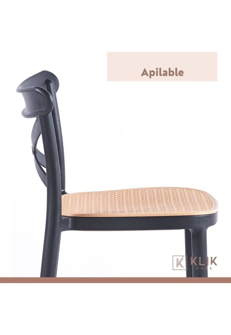 Taburete Crossback Danubio Piso de Bar o Terraza Exterior - Negro-6