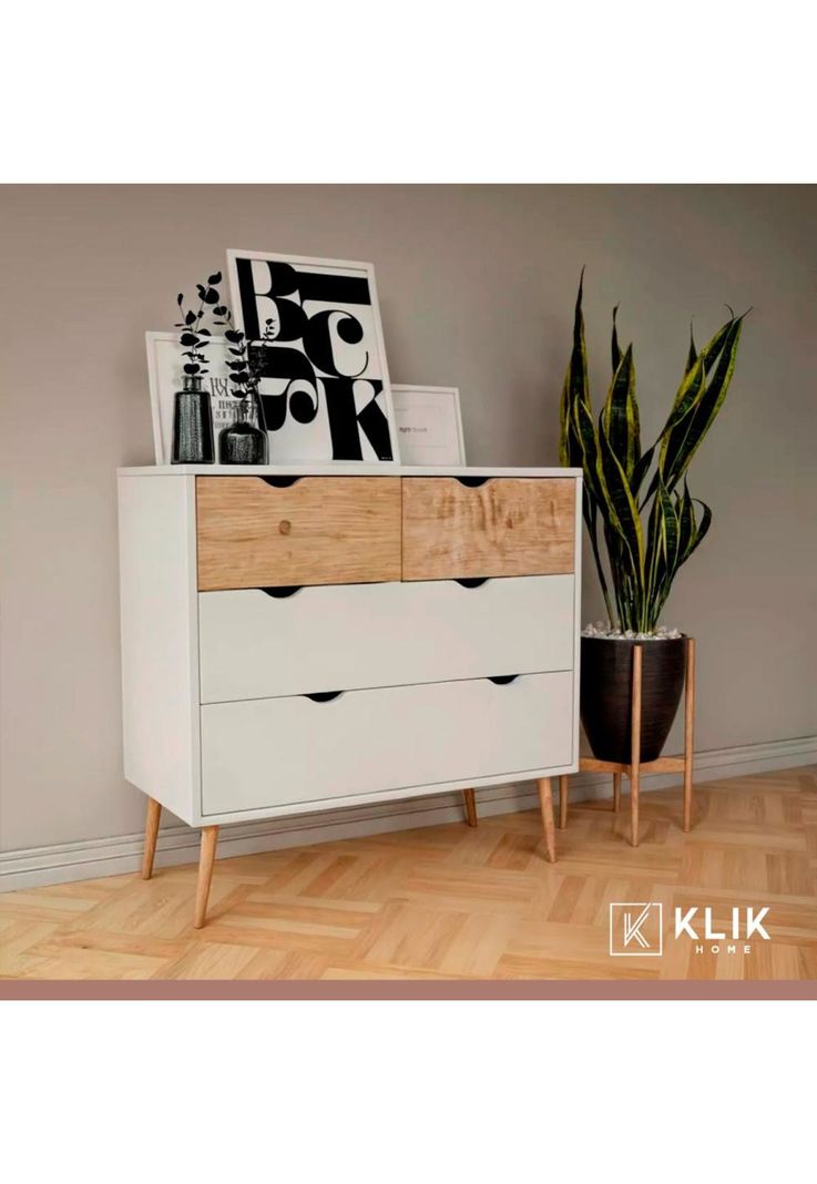 Cómoda 6 cajones blanca madera MDF-1