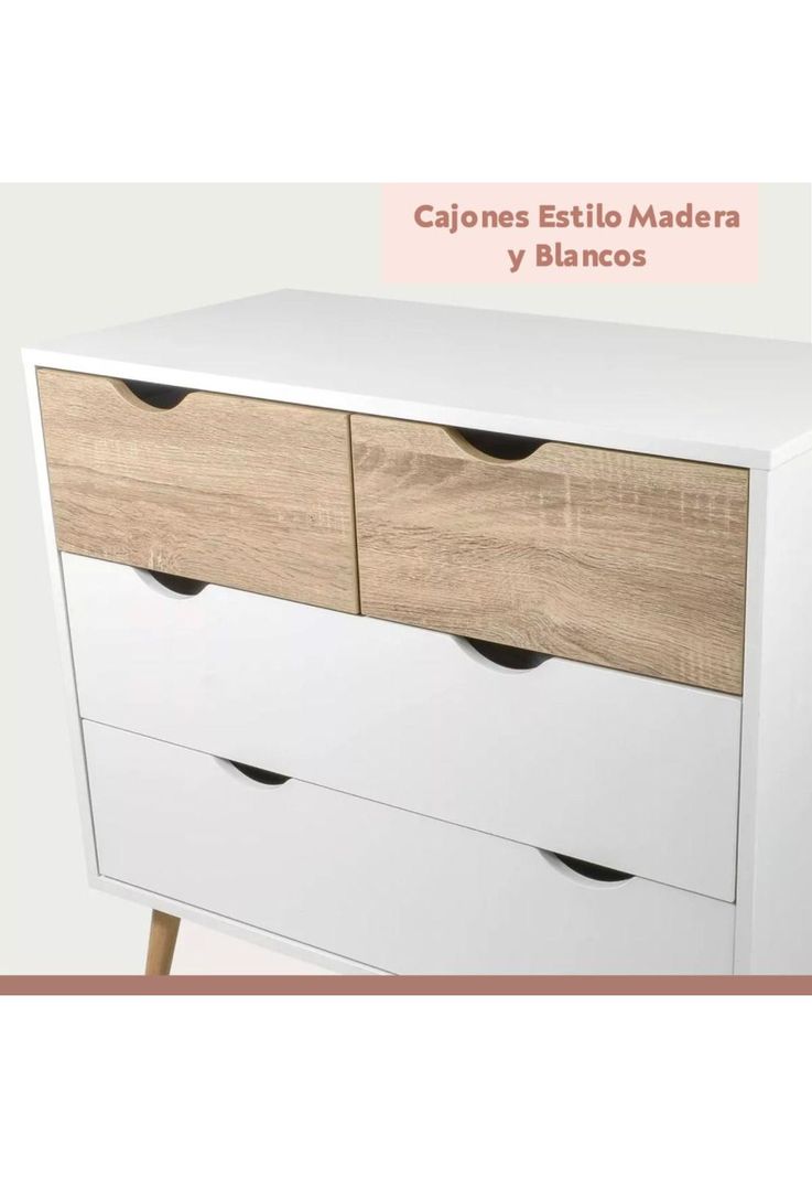 Cómoda 6 cajones blanca madera MDF-4