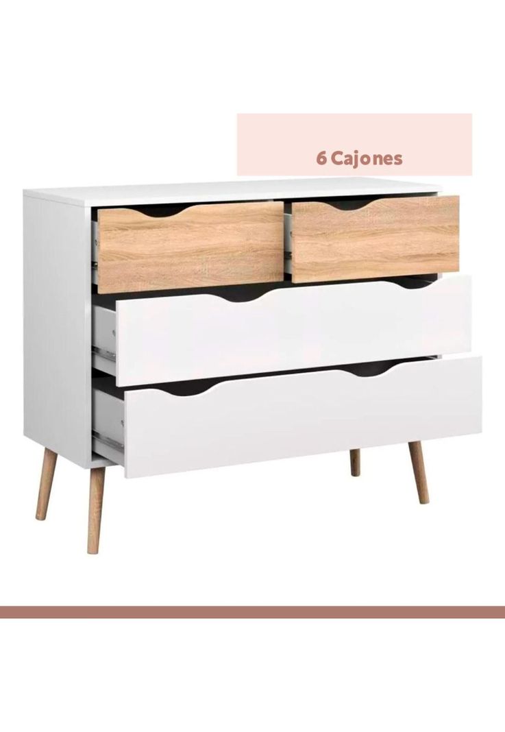 Cómoda 6 cajones blanca madera MDF-5