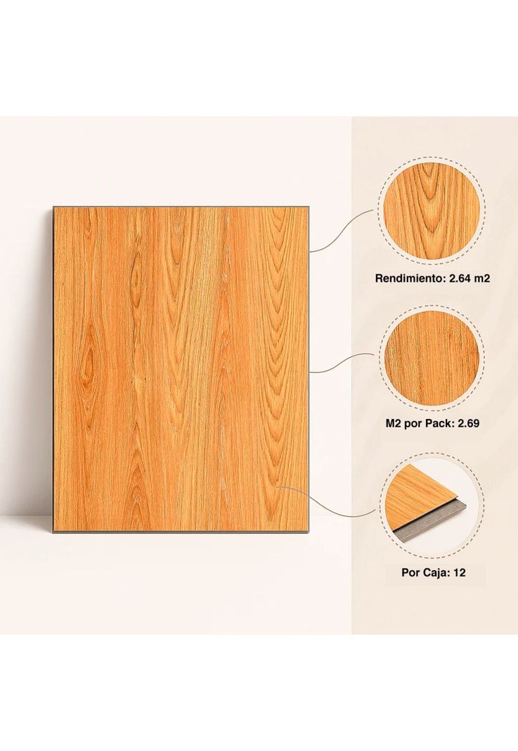 Pack de 12 Pisos Vinilico SPC Color Madera Clara-4