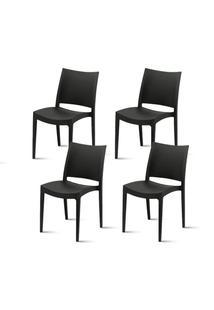 Pack de 4 Sillas de Terraza Exterior Tipo Restaurante - Negras Negro