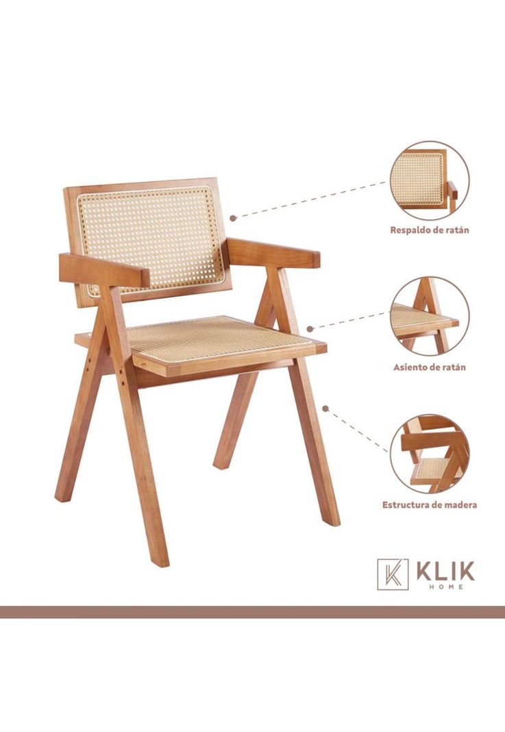 Pack de 4 sillas Chandigarh de madera - Natural-2