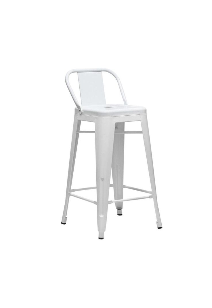 Taburete Tolix Acero con Respaldo - Blanco-0