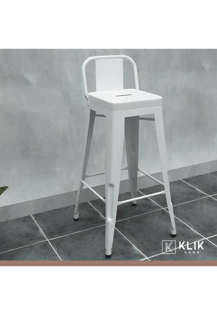 Taburete Tolix Acero con Respaldo - Blanco-1