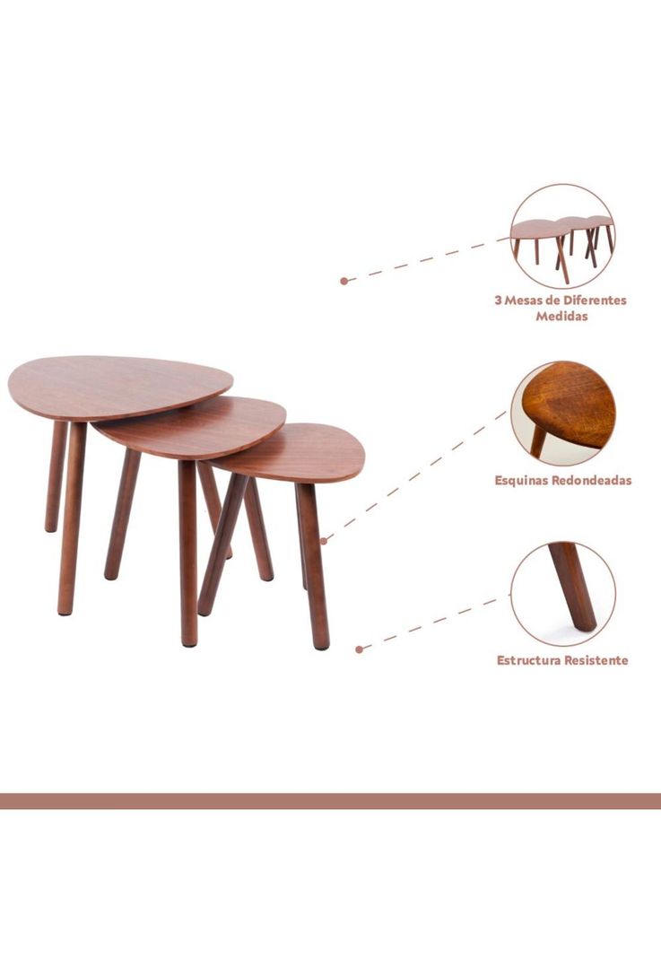 Pack de 3 mesas de centro o laterales madera-2