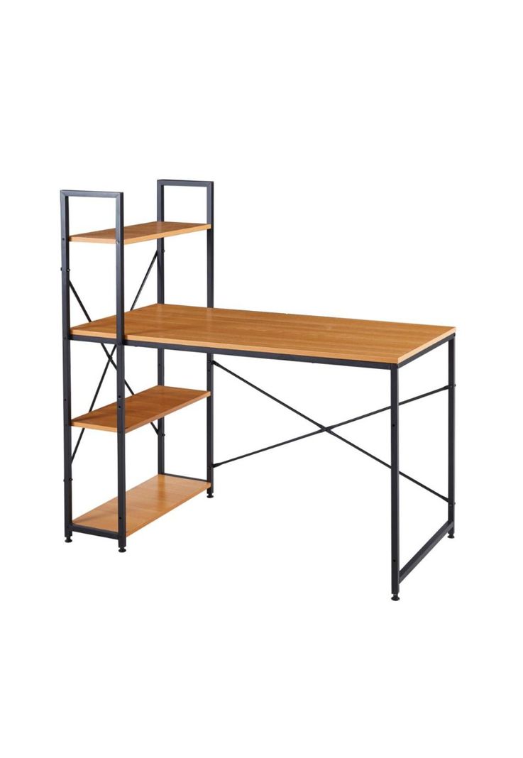 Escritorio Industrial Home Office con Repisas Oslo - Madera Clara-0