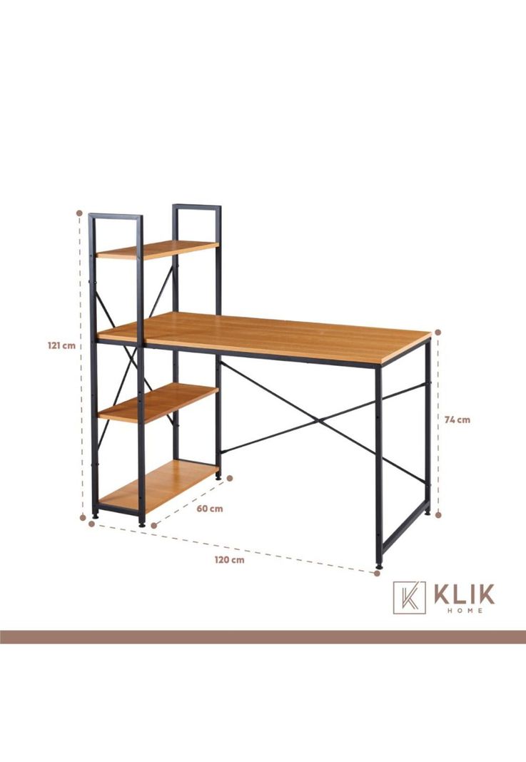 Escritorio Industrial Home Office con Repisas Oslo - Madera Clara-3