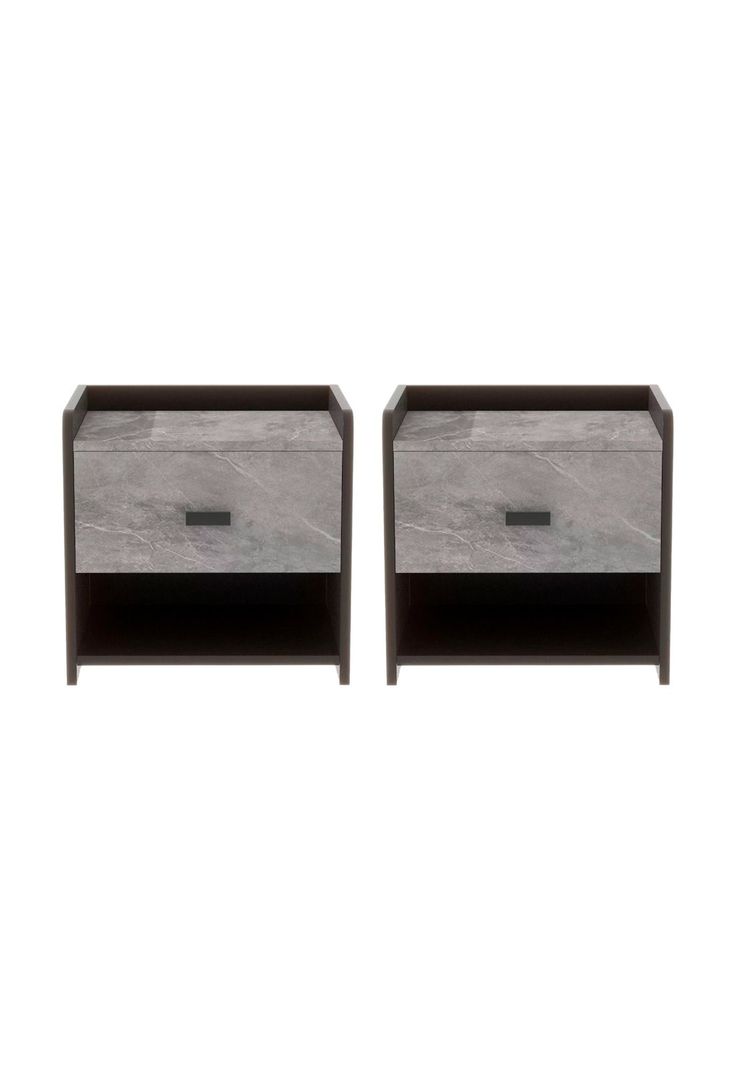 Pack de 2 Veladores Marmol MDF Gris-0
