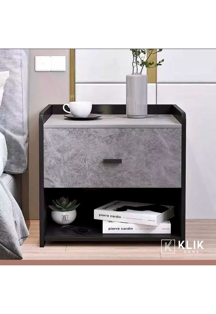 Velador Marmol MDF Gris-1