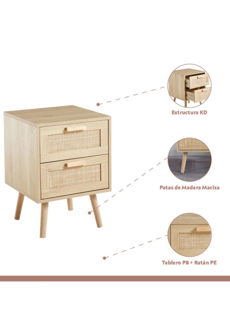 Velador Eames Mesh Doble - Madera Clara-2