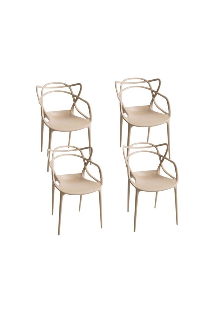 Pack de 4 sillas de terraza o comedor Master - Beige-0