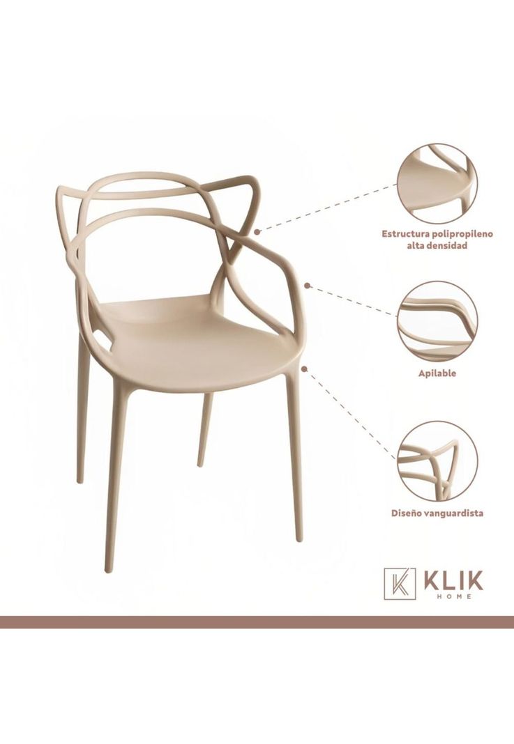 Pack de 4 sillas de terraza o comedor Master - Beige-2