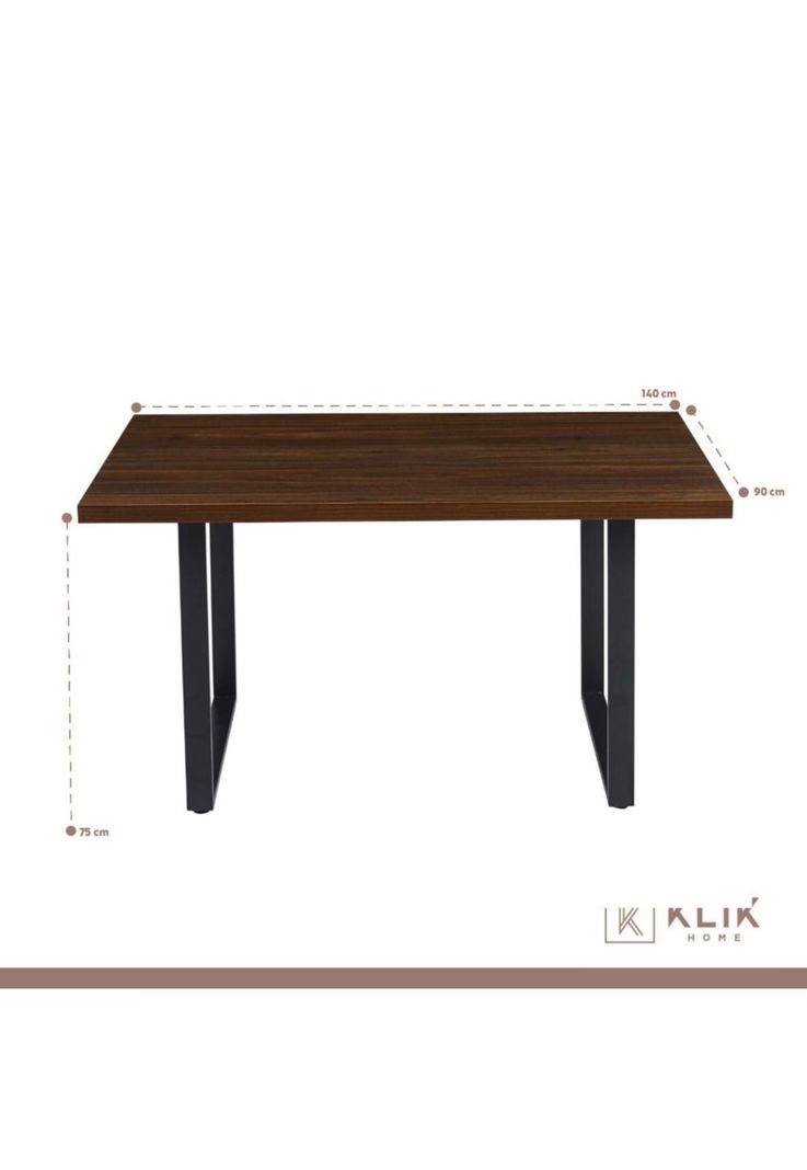 Comedor Industrial 140x90 Madera Oscura Walnut + 6 Sillas Tolix Negras-4