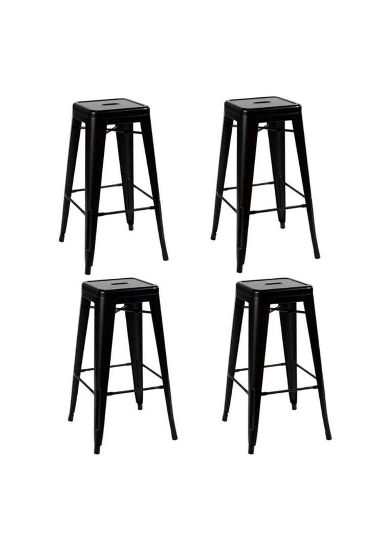 Pack de 4 Pisos Taburetes Tolix Altos - Negro-0
