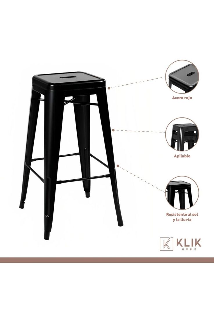 Pack de 4 Pisos Taburetes Tolix Altos - Negro-2